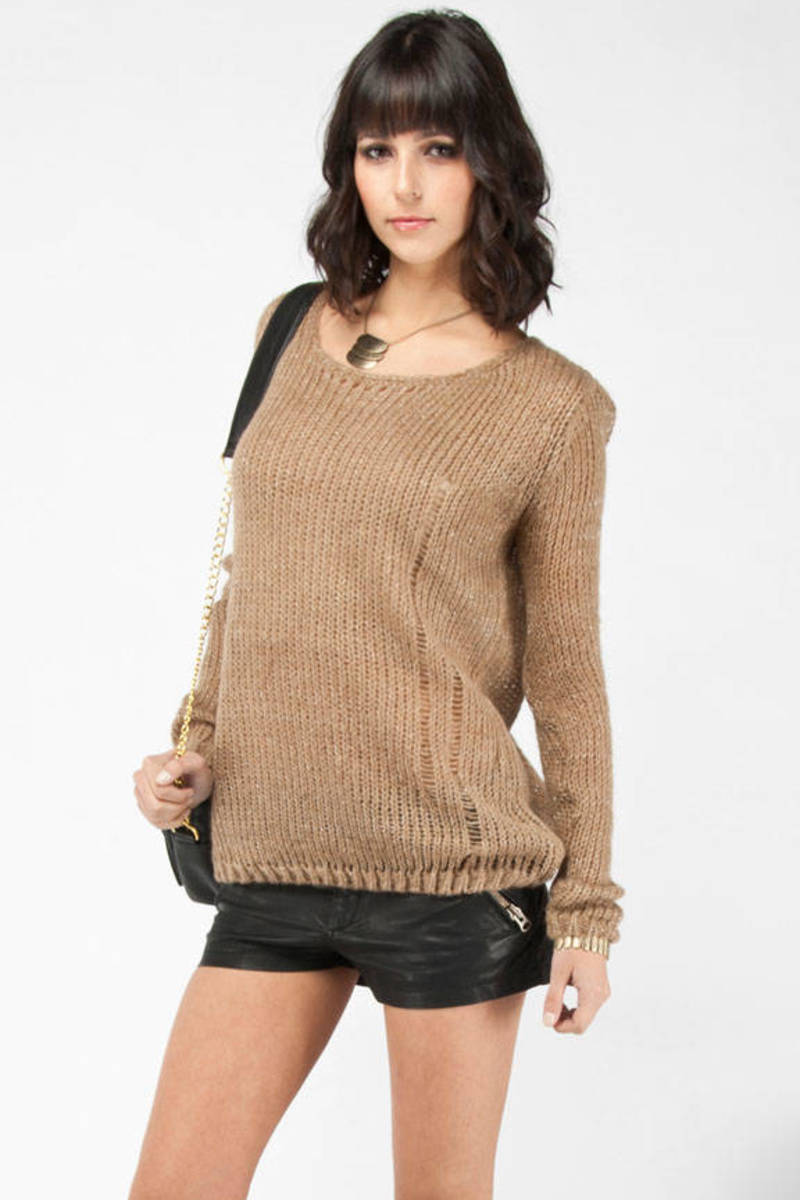 Lurex Sweater in Camel - $13 | Tobi US