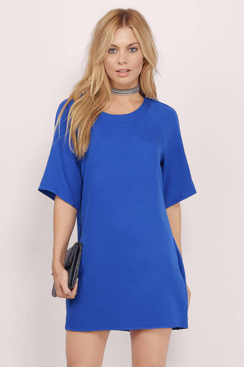 Royal Blue Tee Shirt Dress Flash Sales ...
