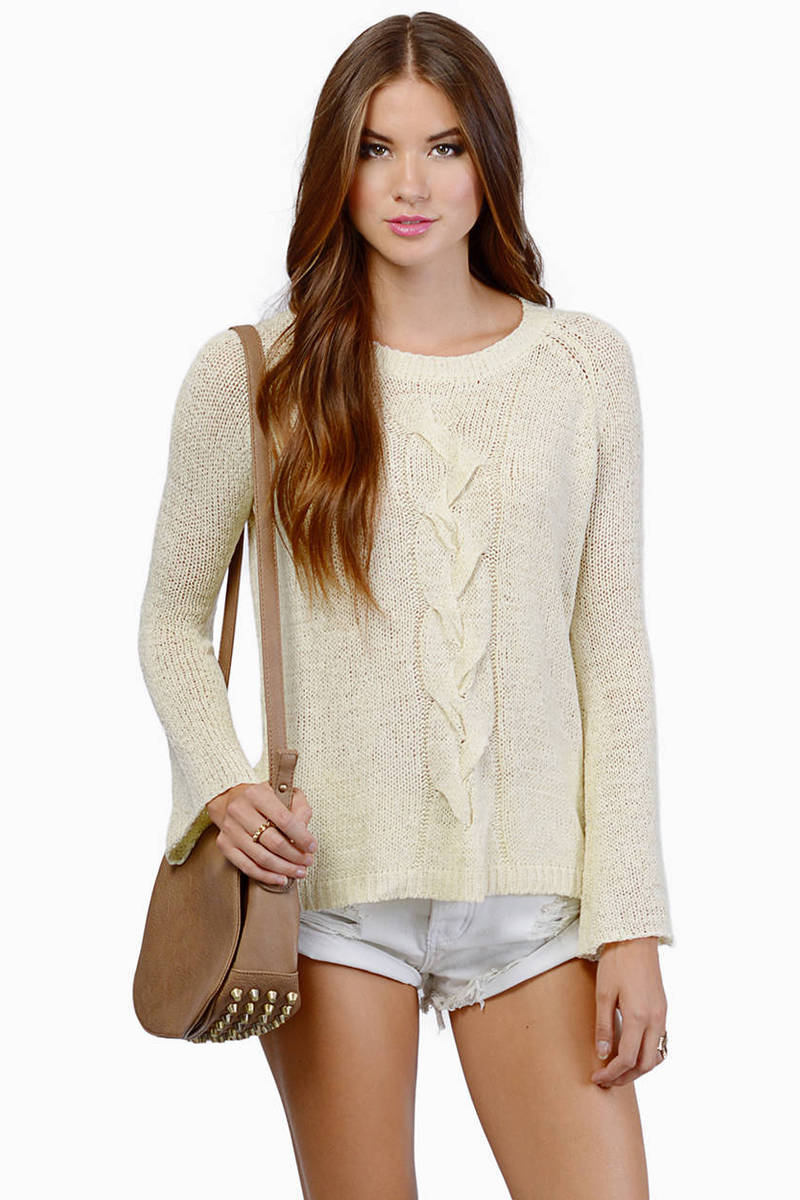 Cute Taupe Sweater - Bell Sleeve Sweater - Taupe Sweater - $12 | Tobi US