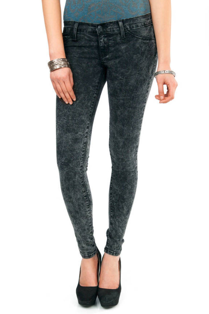 Acid Washed Skinny Jeans in Dark Grey - $31 | Tobi US