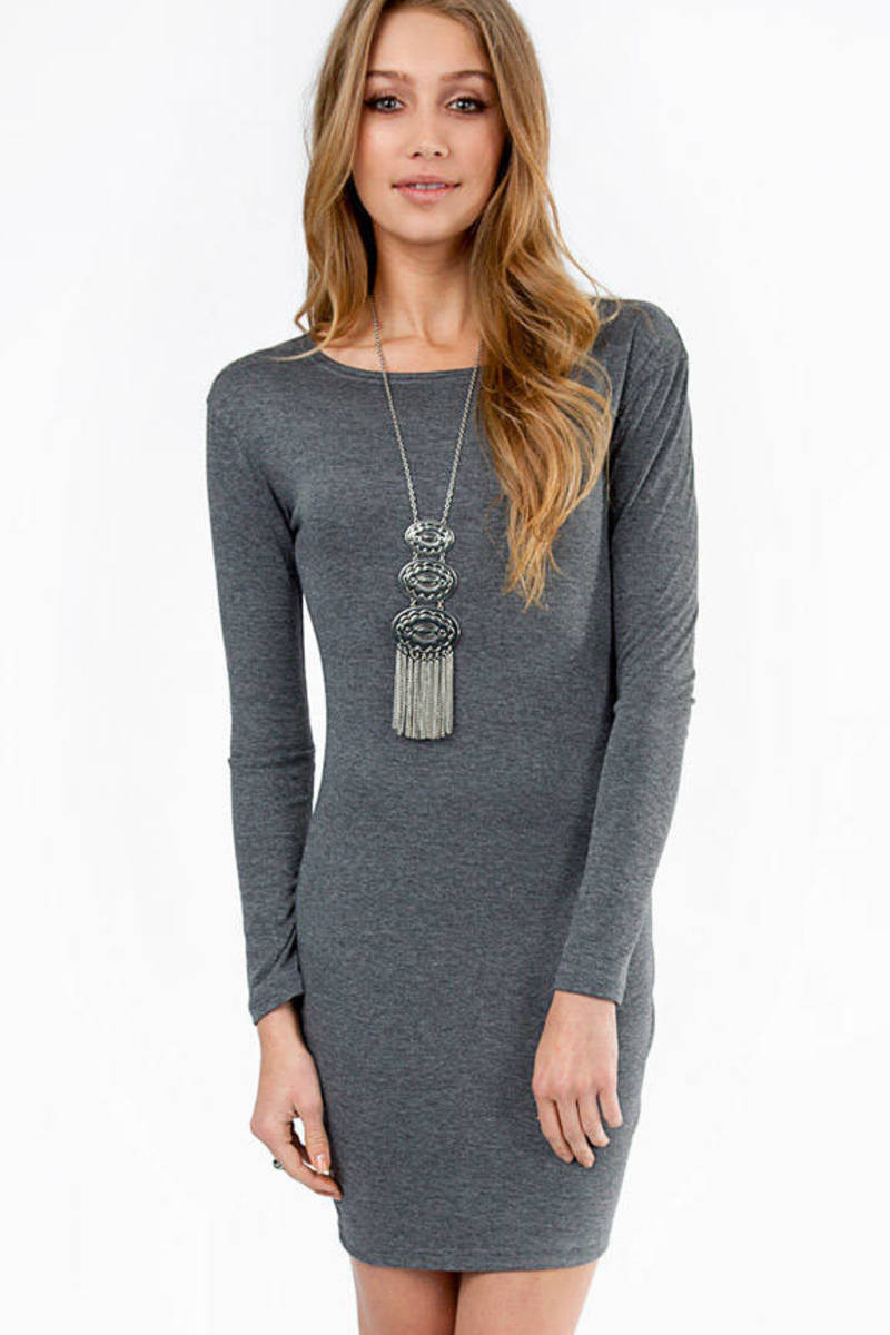 Jersey Dress in Dark Grey - $44 | Tobi US