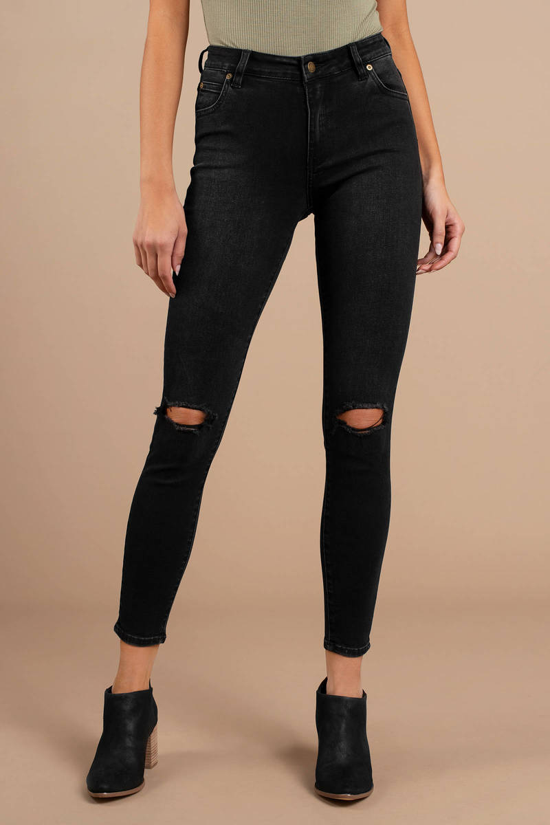 cropped ripped black jeans