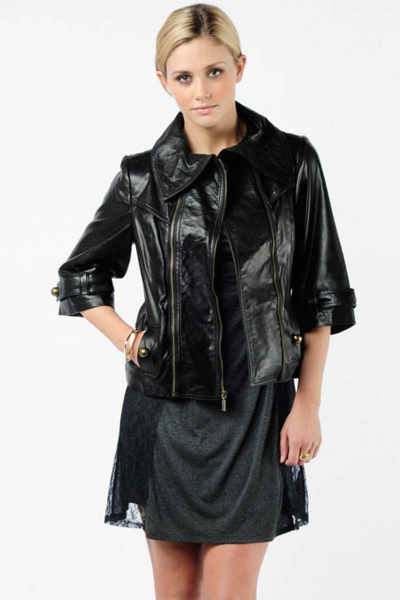 Black Mike Gonzalez Jacket - Boxy Jacket - Black Leather Jacket - $165