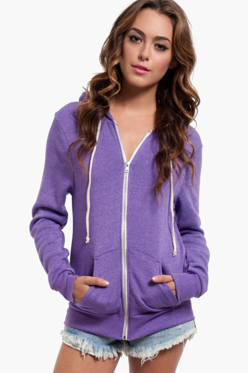 purple zip up sweatshirt