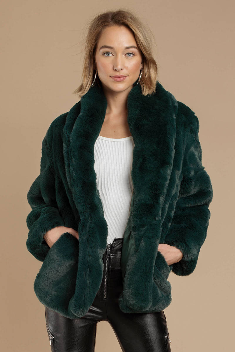 Women's Clothing Emerald Green UK Size 16 YUMI Faux Fur Coat Fashion ...