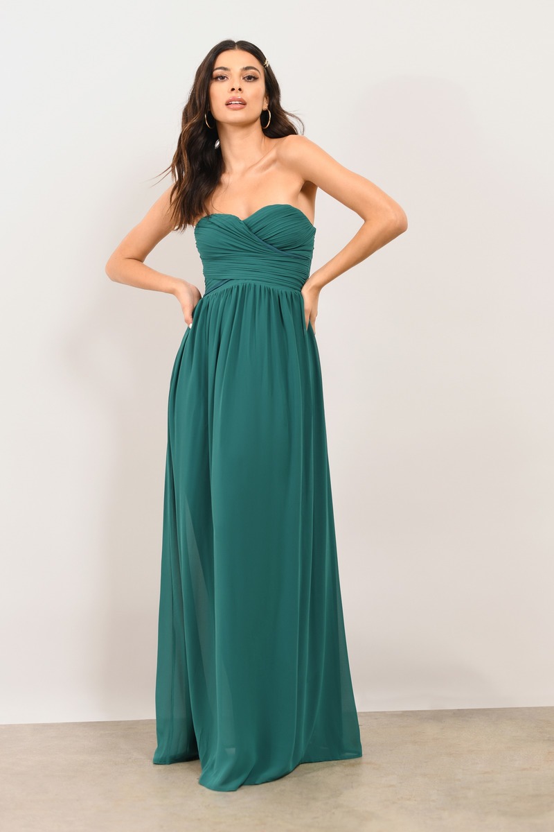 emerald strapless dress