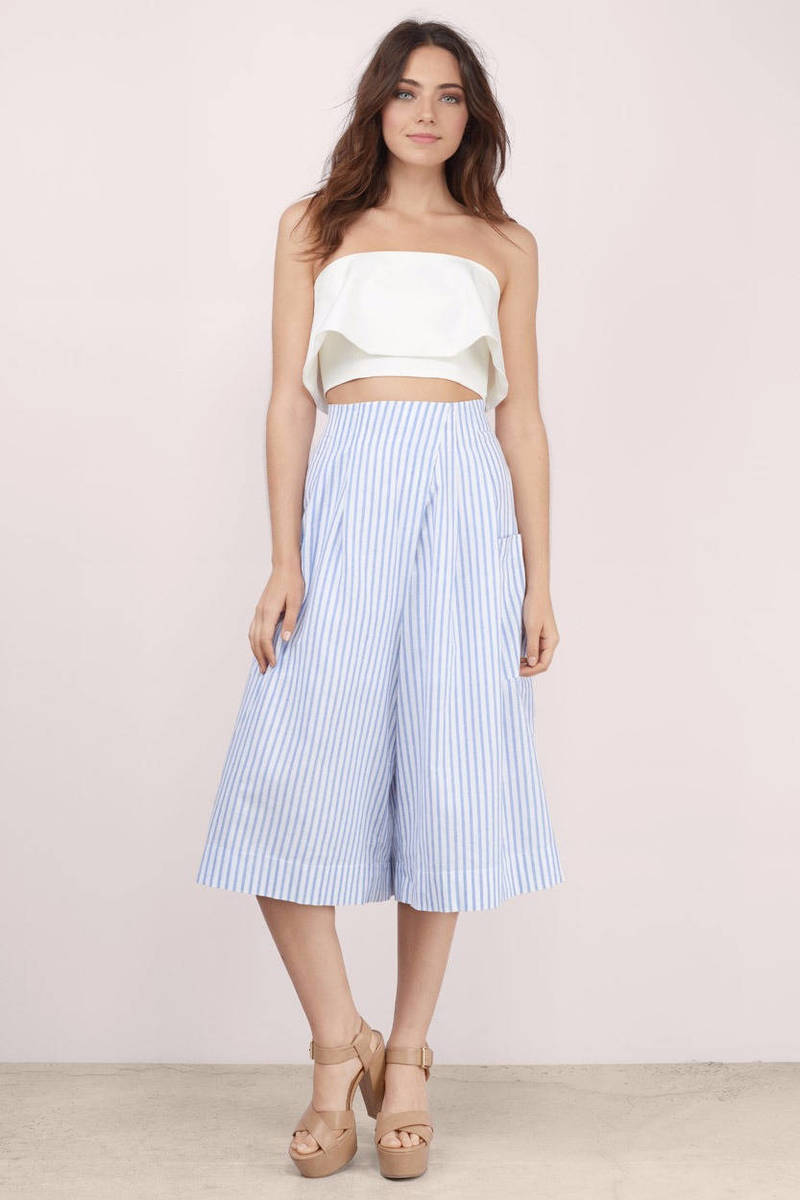 blue culotte pants