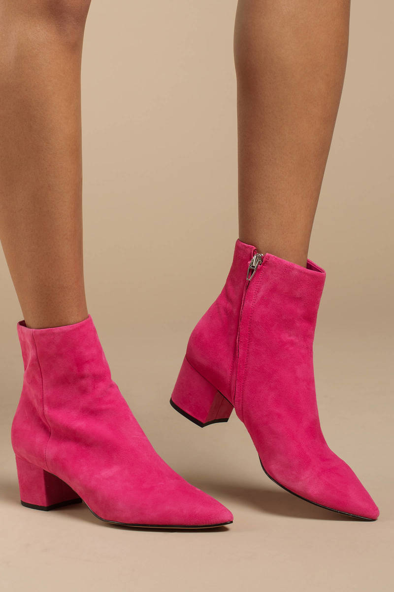 Bell Suede Ankle Booties in Fuchsia - $96 | Tobi US