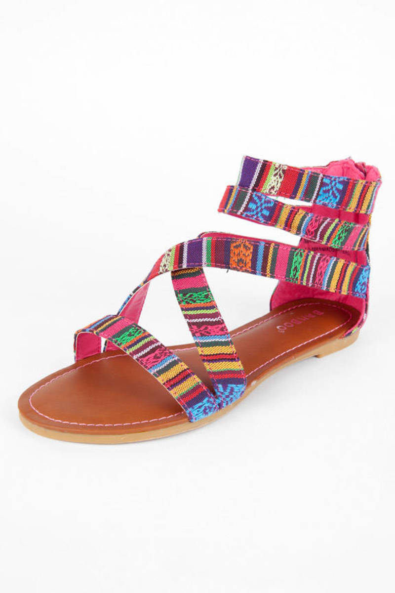 Maniac Aztec Sandals in Fuchsia - $11 | Tobi US