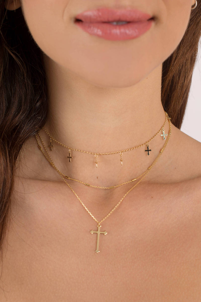 multi layered cross necklace