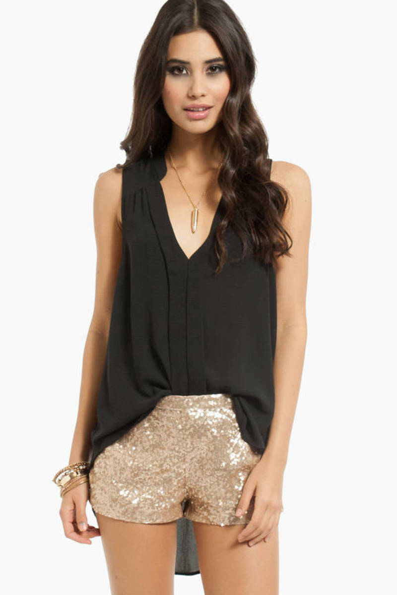 Lora Sequined Shorts in Gold - $19 | Tobi US