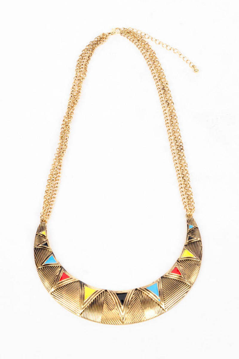 Tri-Color Bib Necklace in Gold Multi - $30 | Tobi US