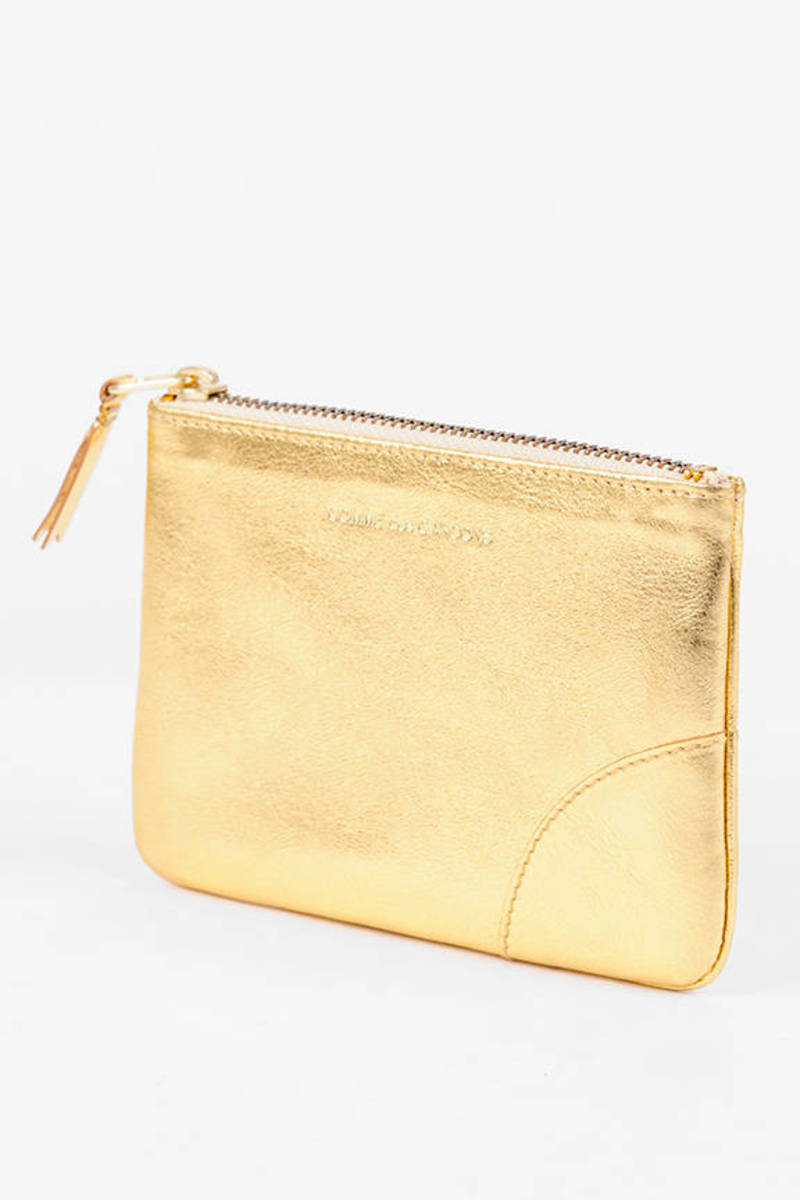 Washed Gold Leather Small Pouch in Gold - $90 | Tobi US