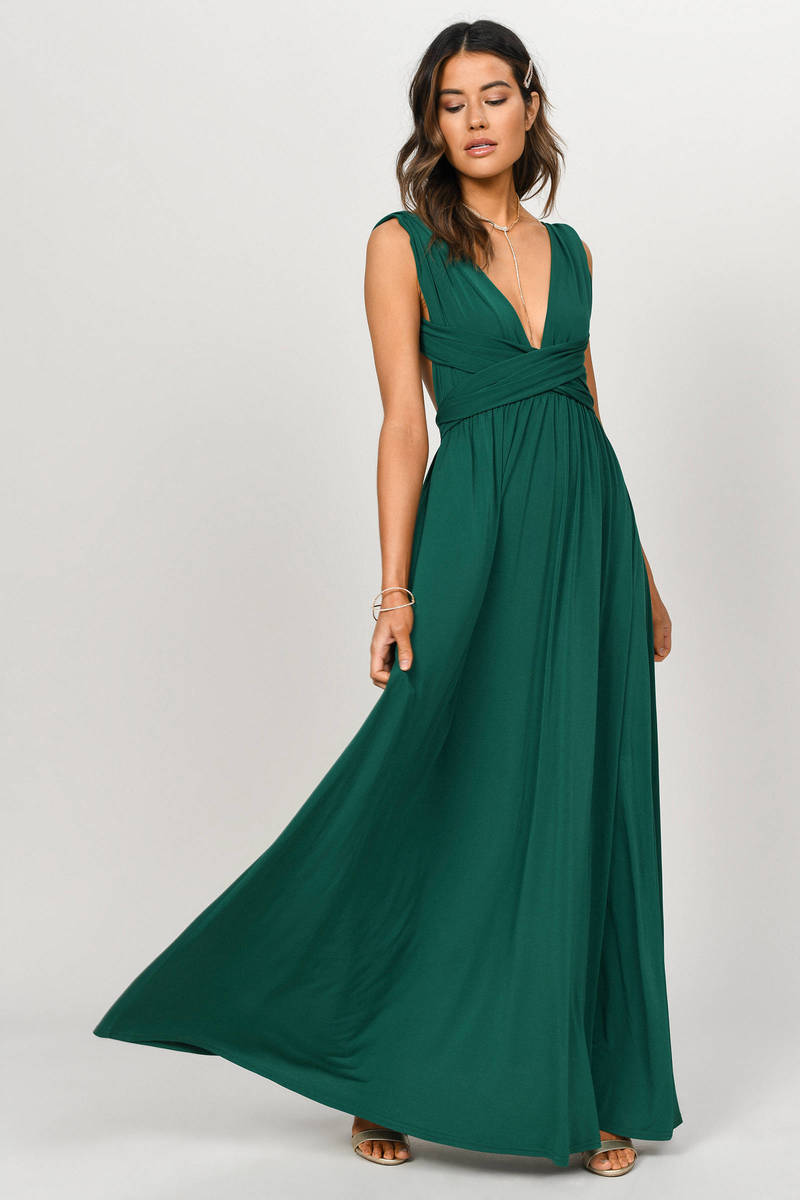 green maxi evening dress