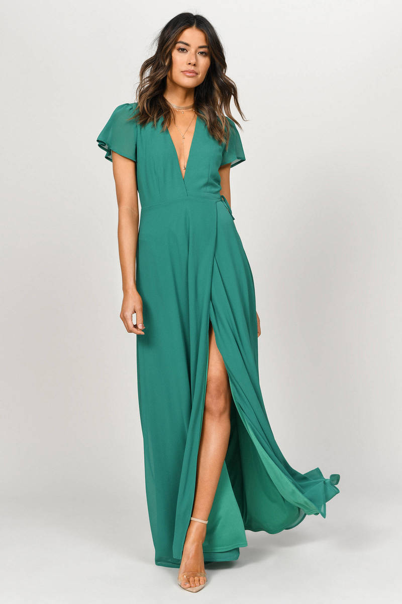 Piper Green Plunging Maxi Dress - $54 