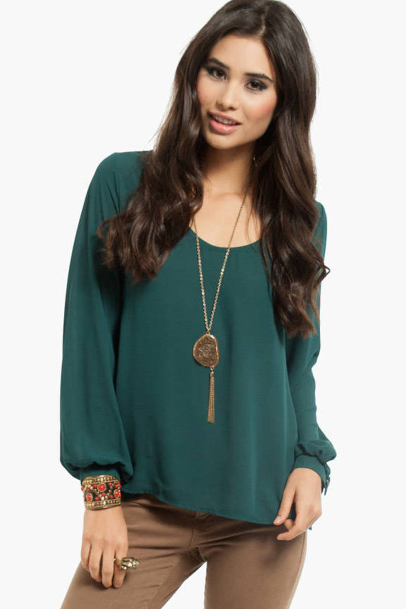 What A Zip Blouse in Green - $42 | Tobi US