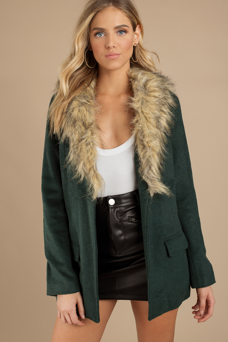 Trendy Green Coat - Green Coat - Faux Fur Coat - Green Coat - $34 ...
