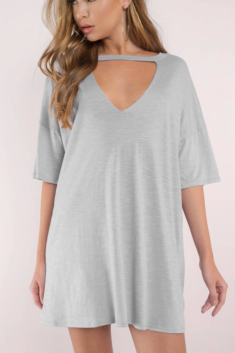 taupe t shirt dress