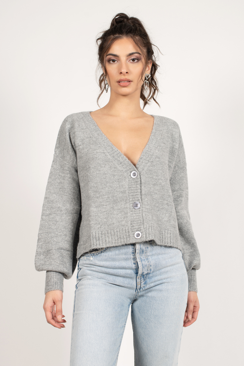 Keep Me Company Sweater Cardigan in Grey - $50 | Tobi US