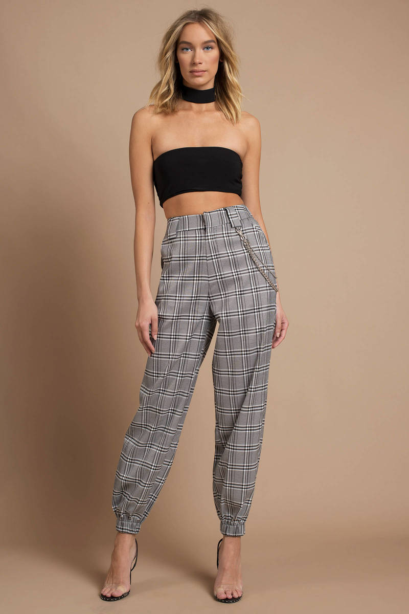 grey plaid joggers