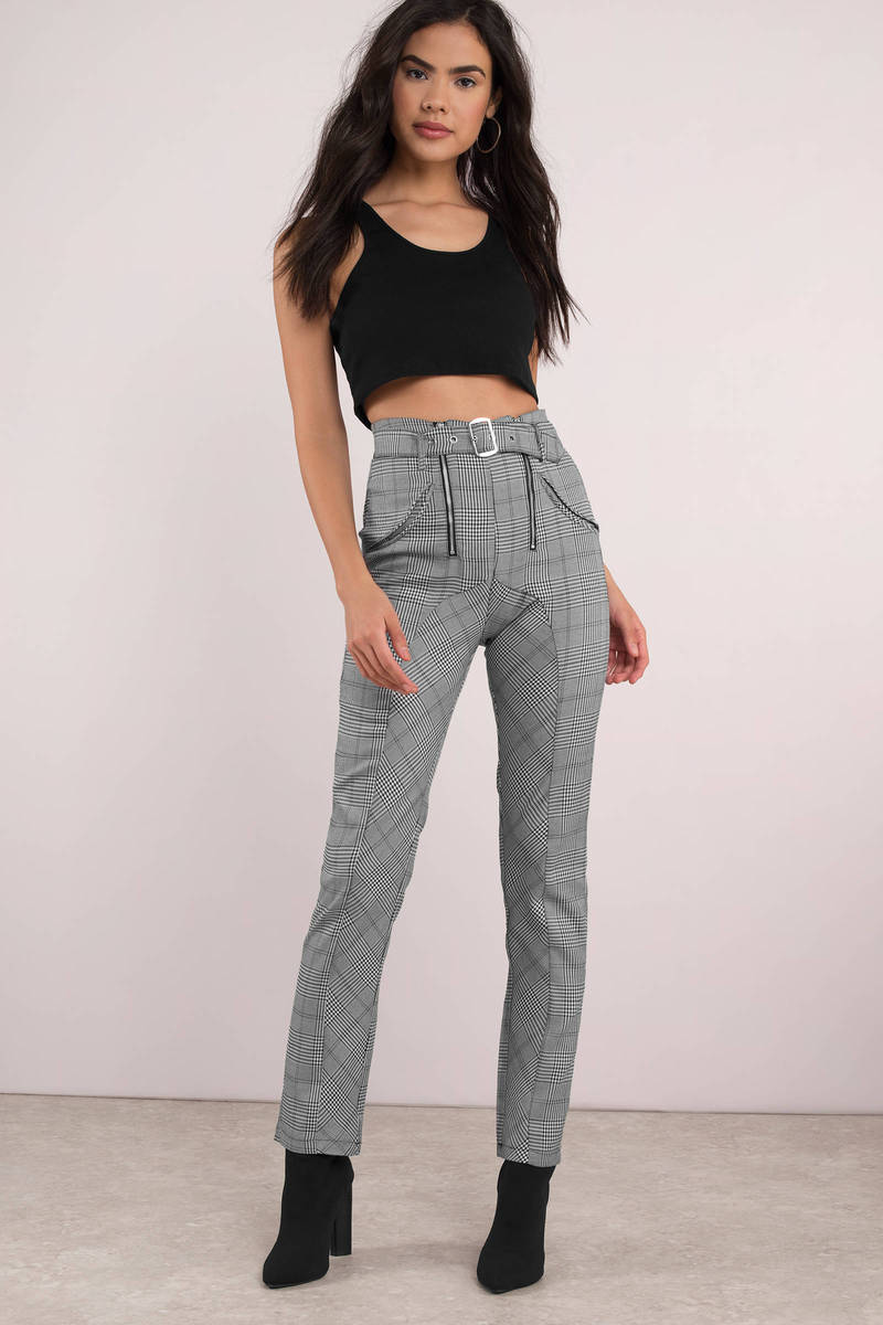 plaid cigarette pants