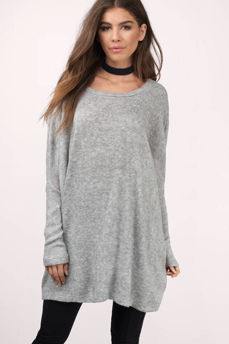 Grey Sweater - Grey Sweater - Long Sleeve Sweater - $17 | Tobi US