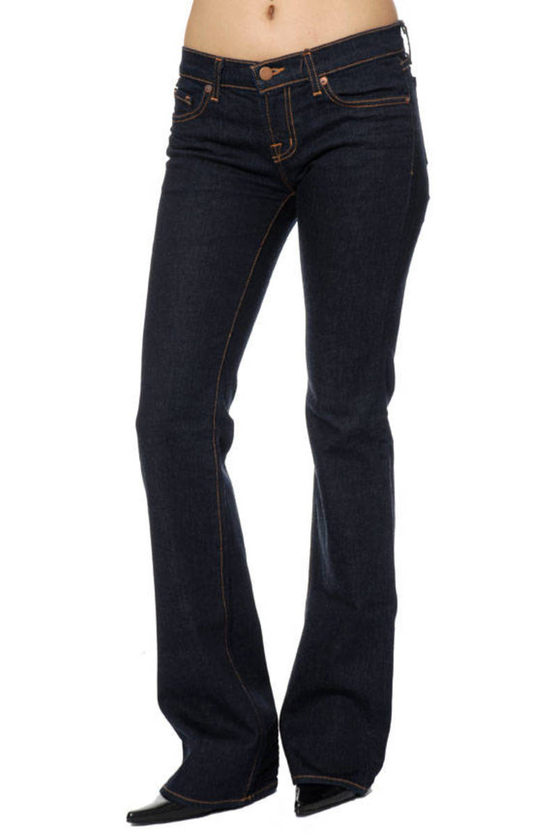 black low rise bootcut jeans