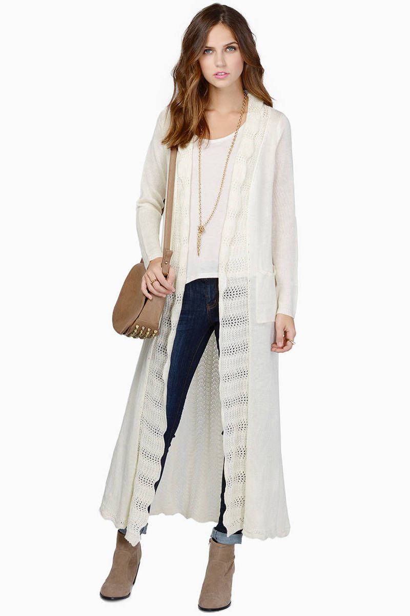 Ivory Cardigan  Long Sleeve Cardigan  Ankle Length 