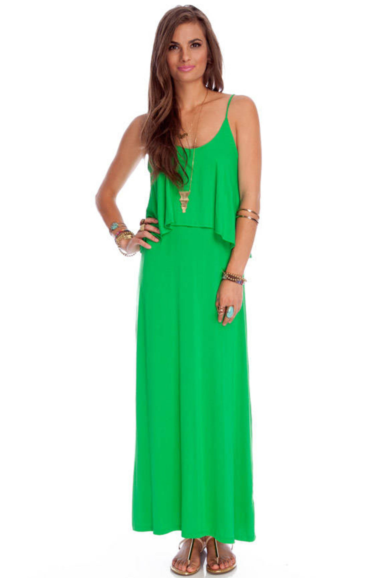 Shed a Tier Maxi Dress in Kelly Green - $41 | Tobi US