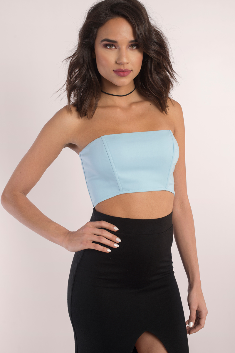 Anything Goes Strapless Crop Top In Ivory 5 Tobi Us