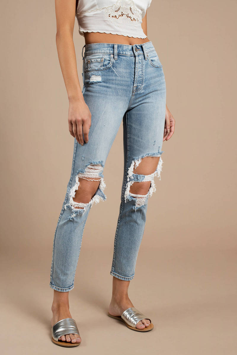 very distressed mom jeans