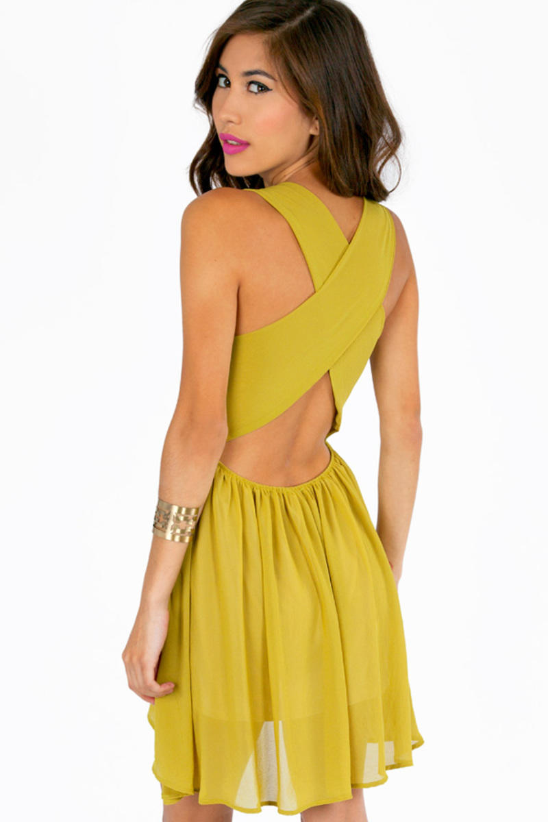 Crossing Lines Dress in Lime - $20 | Tobi US