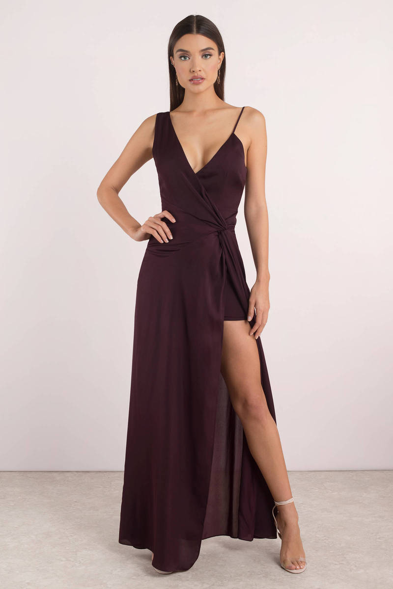 Krystal Surplice Maxi Dress in Merlot - $32 | Tobi US