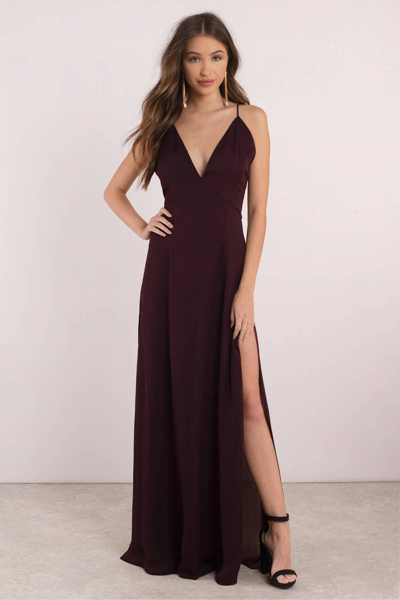 Pretty Wine Maxi Dress - Romantic Dress - Wine Formal Maxi - $48 | Tobi US