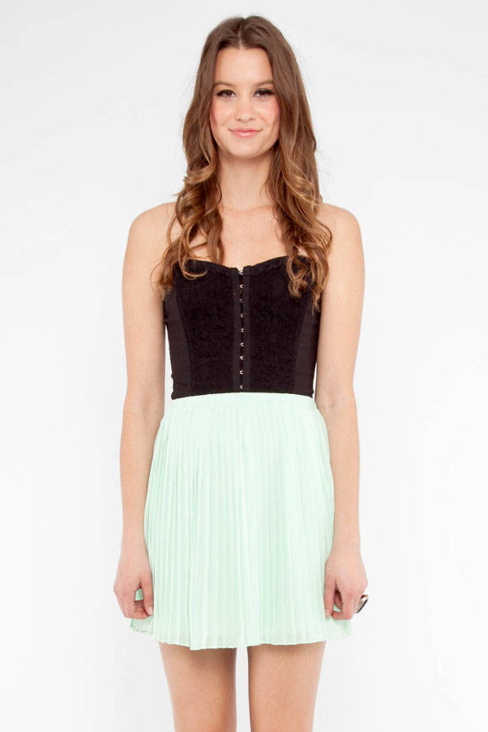 Accordion Pleated Skirt in Mint - $18 | Tobi US