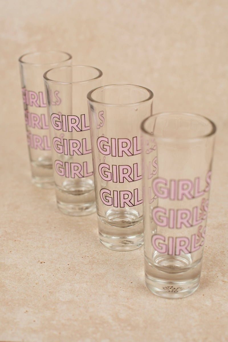 Pink Ankit Shot Glass Set Girls Shot Glasses Pink Slogan