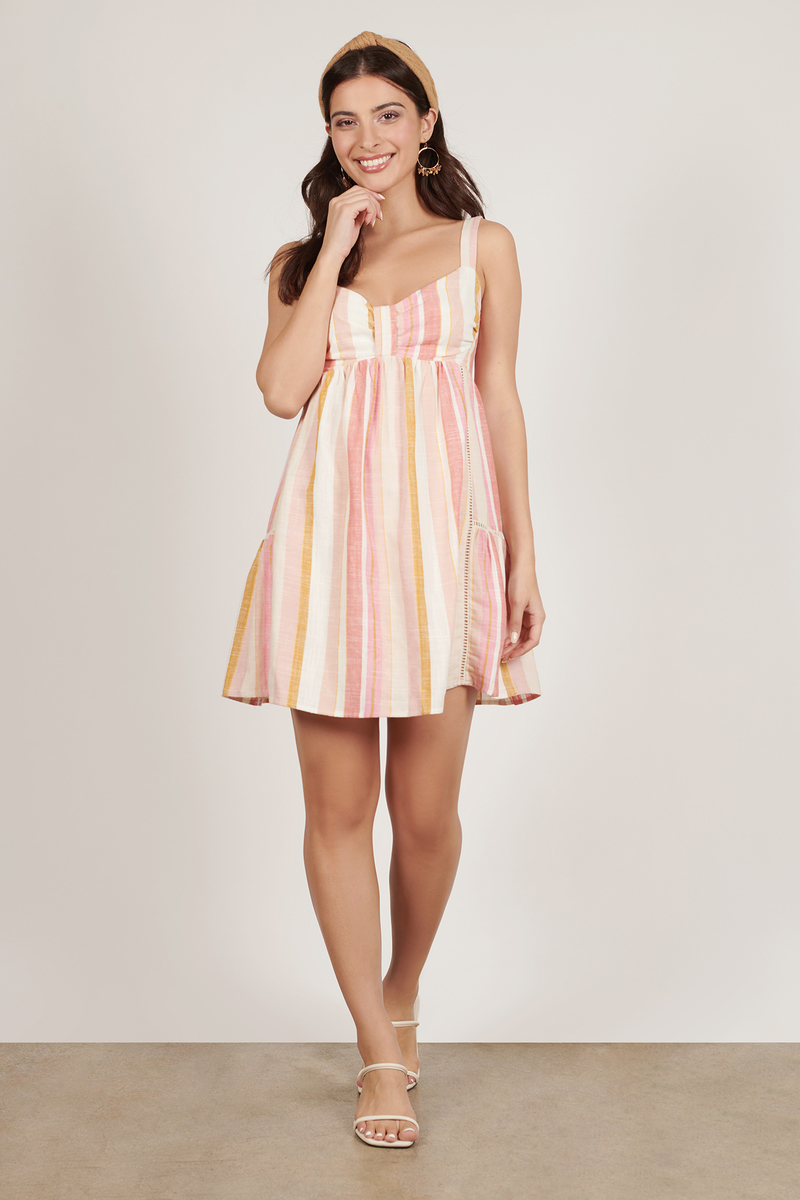 Olivia Striped Babydoll Dress in Multi - $98 | Tobi US