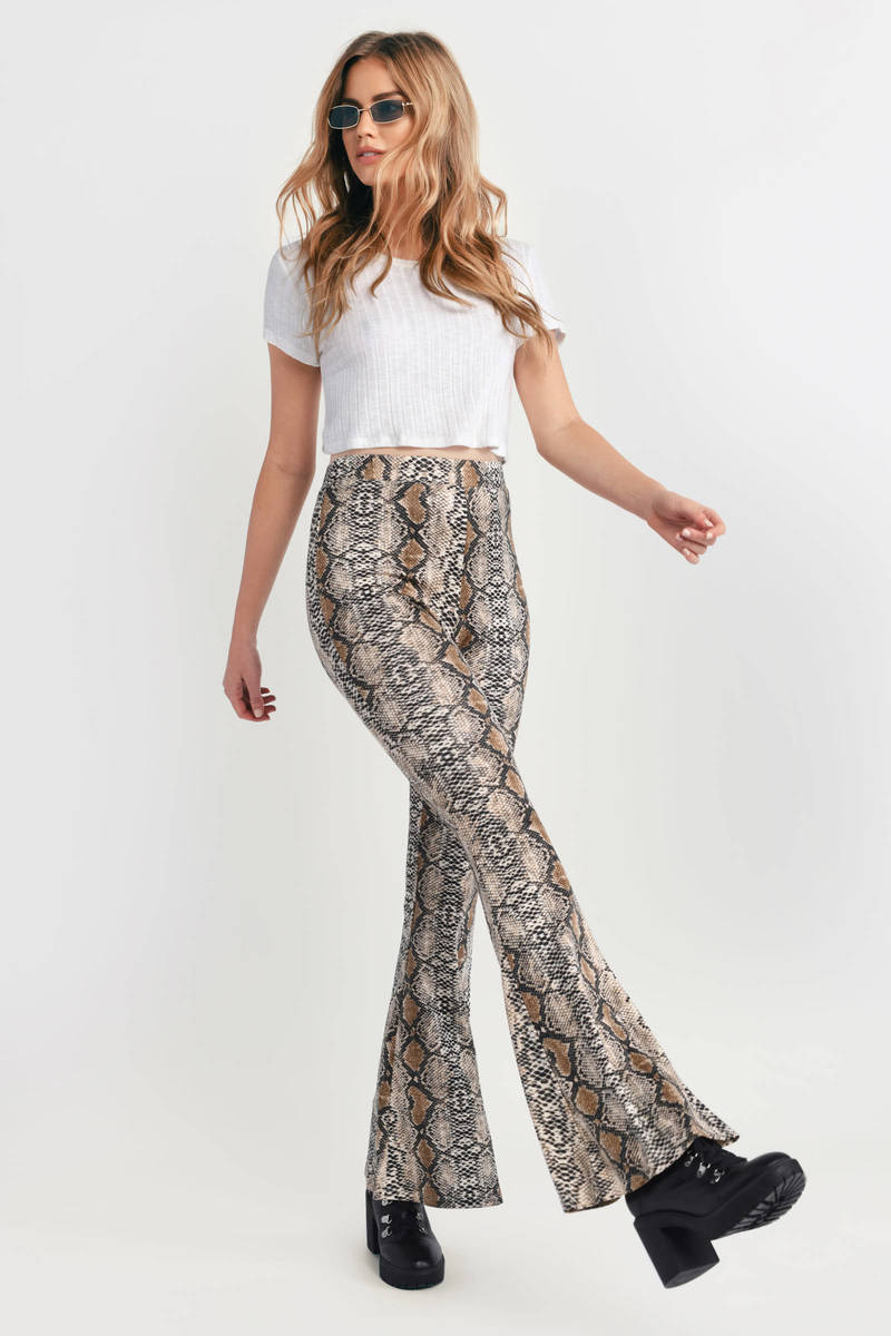 printed bell bottom jeans