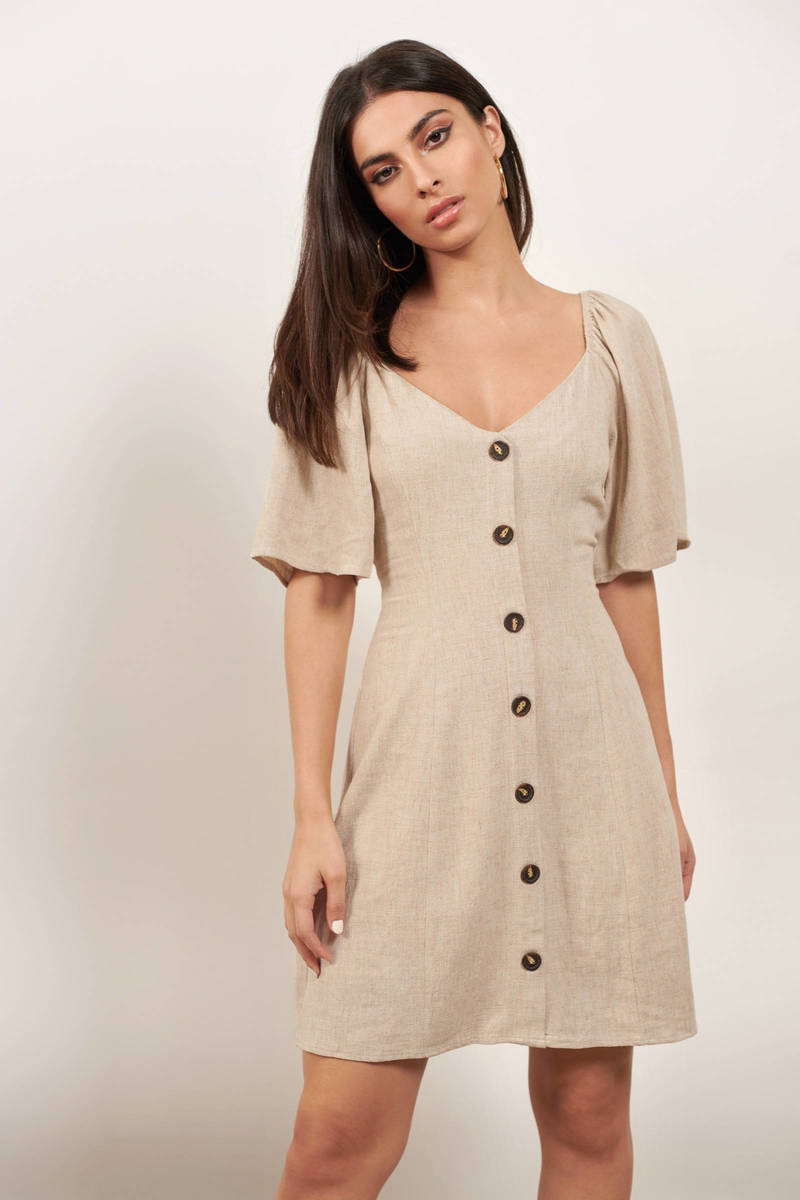 Minkpink Button Up Natural Mini Dress - $52 | Tobi US