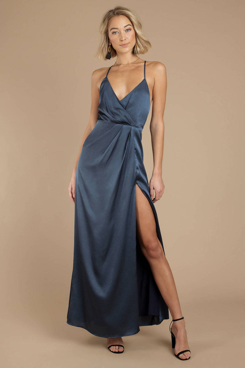 navy blue and gold maxi dress
