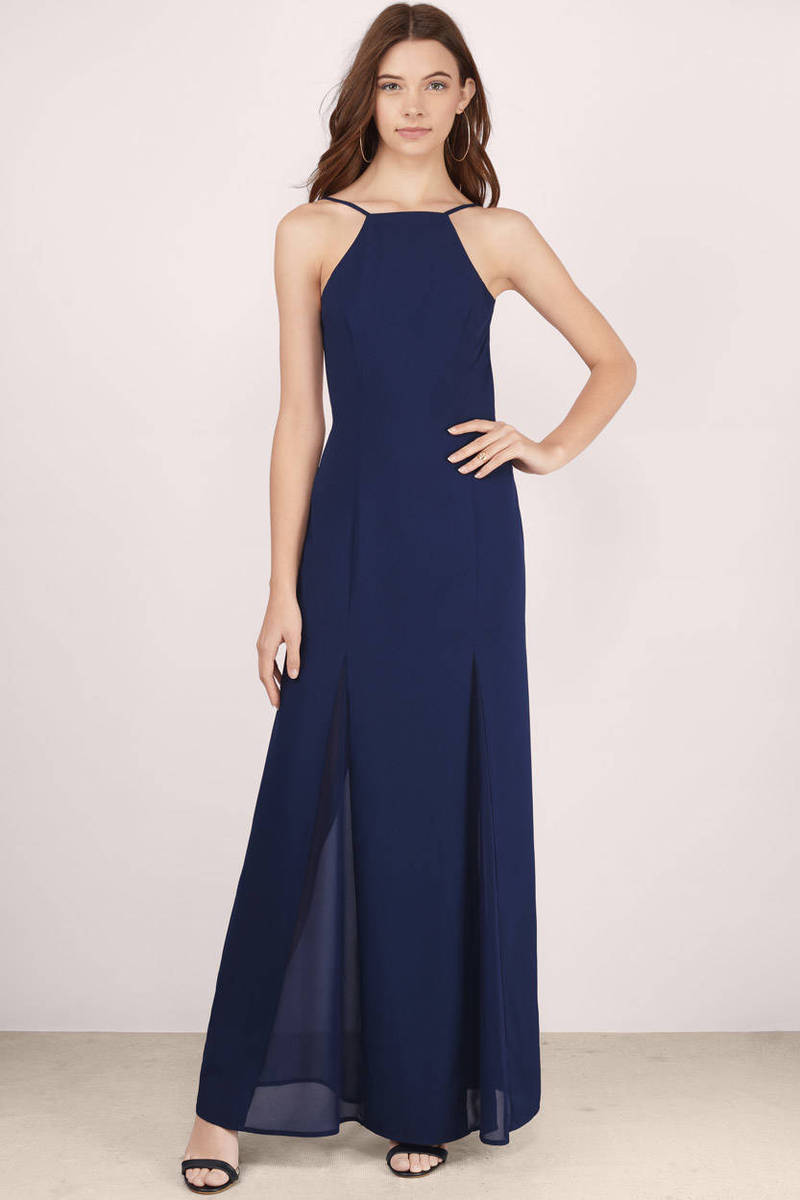 Navy Maxi Dress - Blue Dress - Chiffon Dress - Blue Maxi Dress - $18 ...