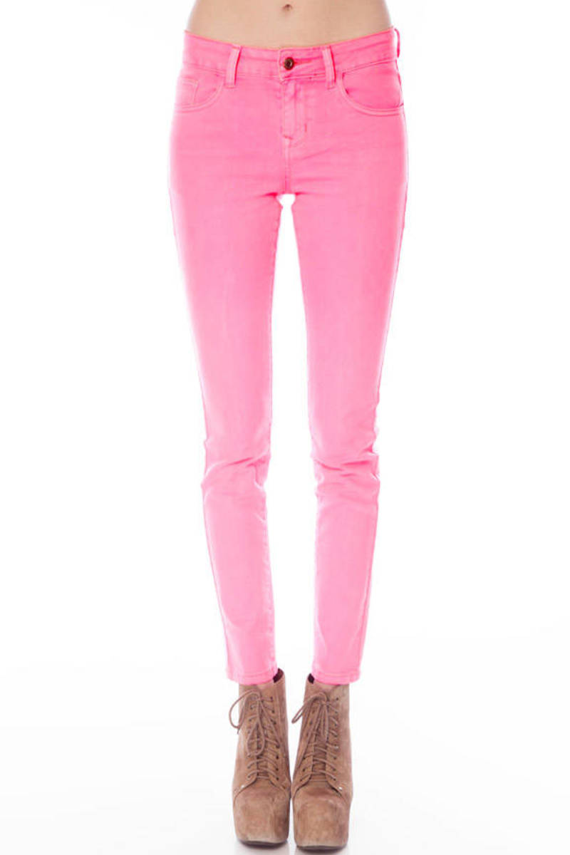 ron tomson neon embroidered skinny jeans