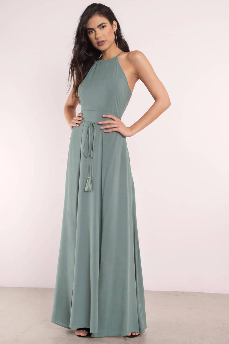 Olive Dress - Cross Back Dress - Pretty Green Dress - Maxi Dress - $30 ...