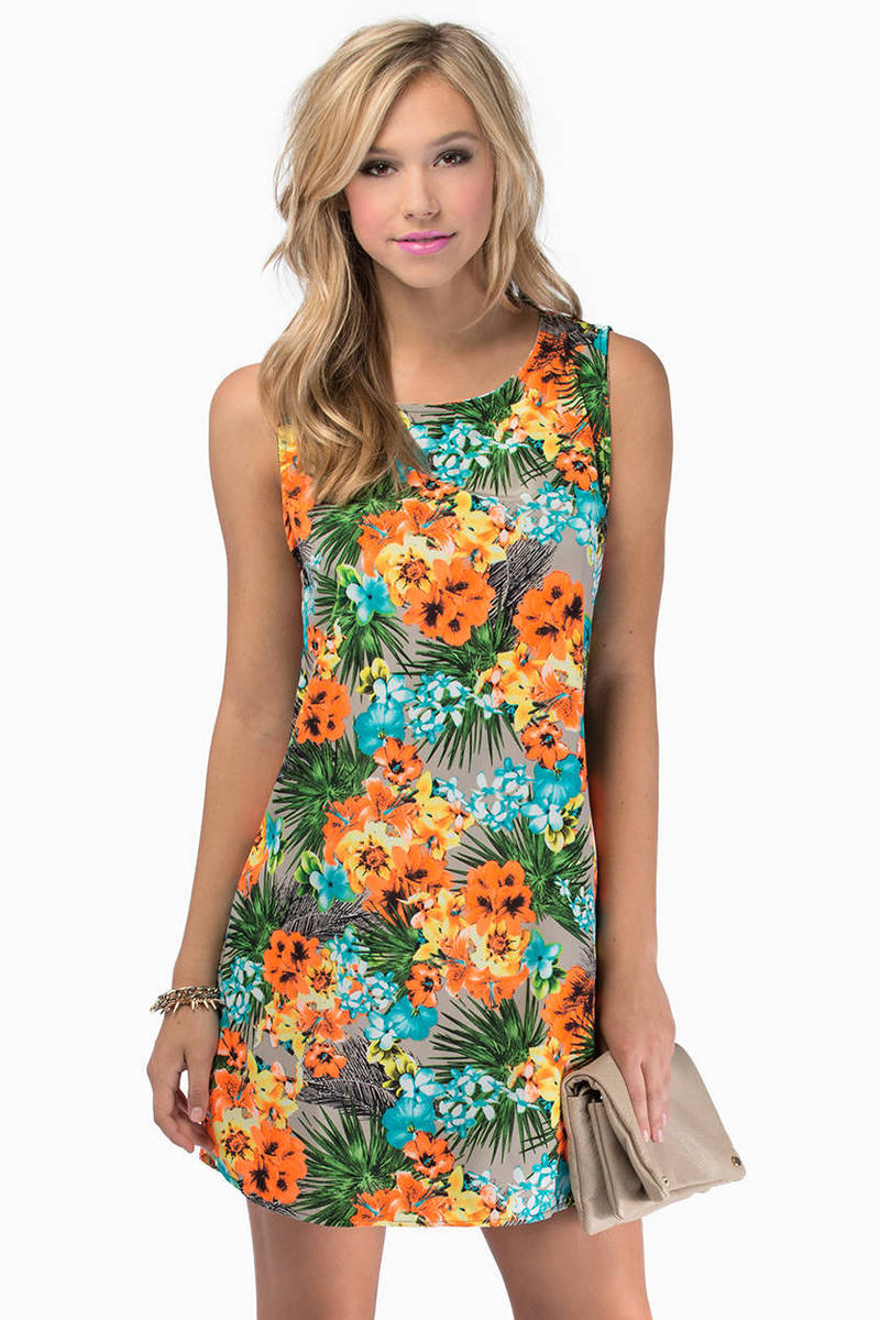 Unconditional Shift Dress in Orange Floral - $15 | Tobi US