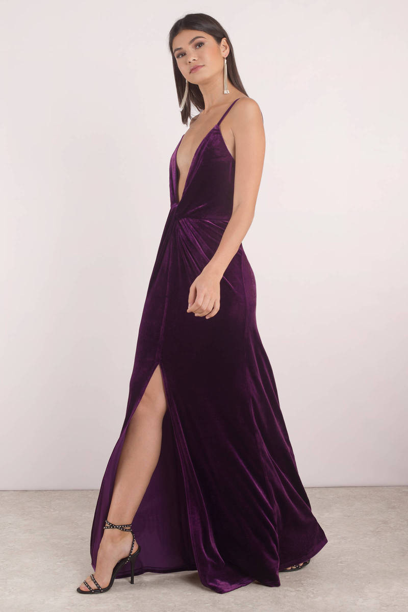 long purple velvet dress