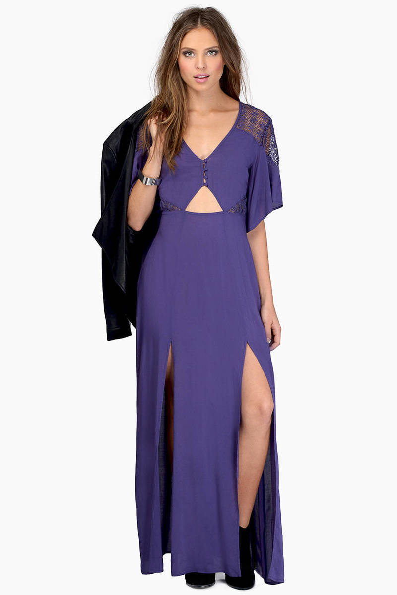 Plum Dress - Purple Dress - Short Sleeve Dress - Purple Lace Dress ...