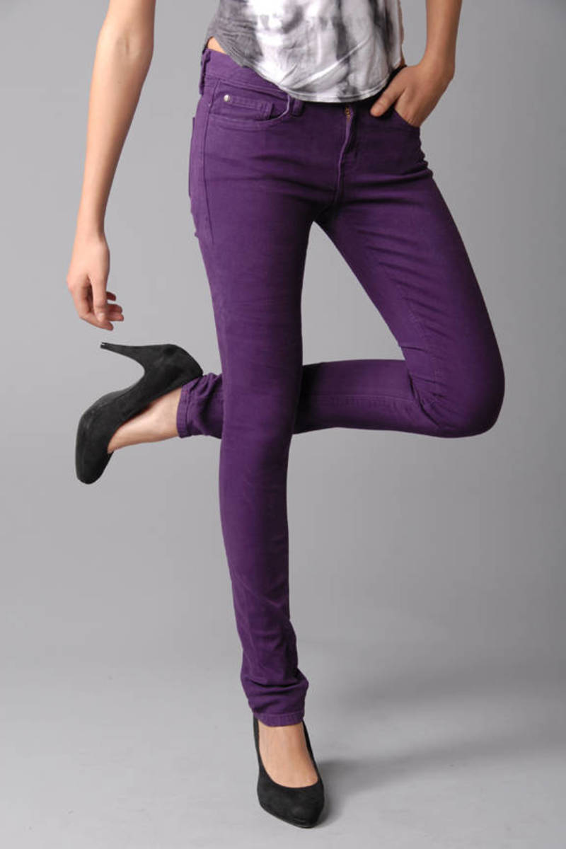 The Junkie Stretch Twill Skinny Jeans In Purple 31 Tobi Us 