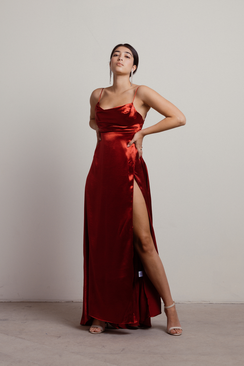 satin red maxi dress for Sale OFF57%
