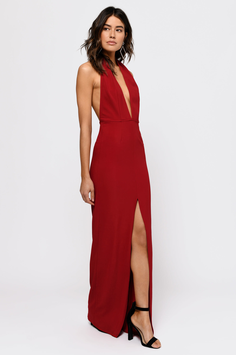 Red Maxi Dress - Halter Maxi Dress 