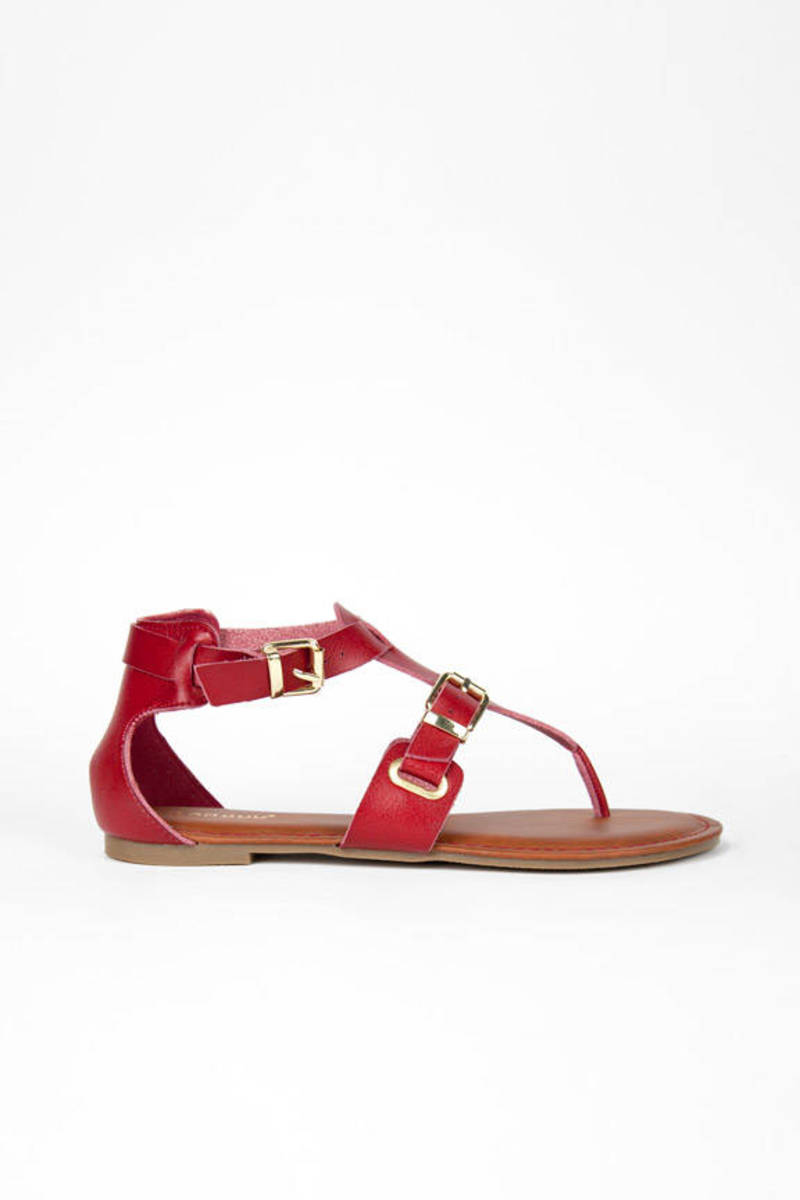 Jazibel Double Strap Sandal in Red - $15 | Tobi US